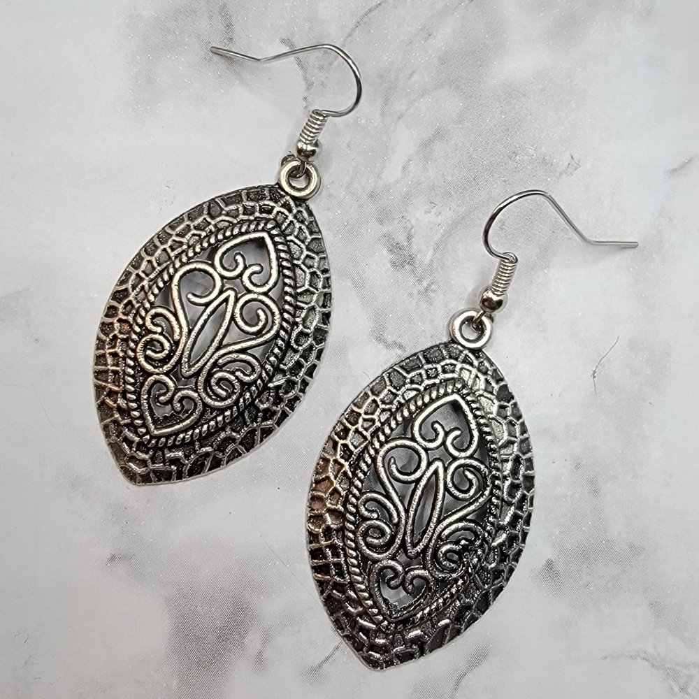 Filigree Drop Earrings Marquise